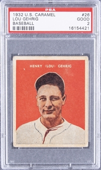 1932 U.S. Caramel #26 Lou Gehrig – PSA GD 2